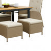 Ankia 7pc Outdoor Reclining Dining Set | 2 Ottomans | 62-84" Table | Brown