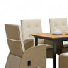 Ankia 7pc Outdoor Reclining Dining Set | 2 Ottomans | 62-84" Table | Brown