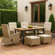 Ankia 7pc Outdoor Reclining Dining Set | 2 Ottomans | 62-84" Table | Brown