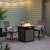 Noa 3pc Outdoor Fire Pit Counter Height Set w Swivel Chairs | Black Gray