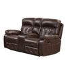 Kesy 2pc Manual Reclining Sofa & Loveseat Set | Brown Faux Leather
