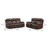 Kesy 2pc Manual Reclining Sofa & Loveseat Set | Brown Faux Leather