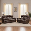 Kesy 2pc Manual Reclining Sofa & Loveseat Set | Brown Faux Leather