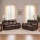 Kesy 2pc Manual Reclining Sofa & Loveseat Set | Brown Faux Leather