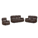 Kesy 3pc Manual Reclining Sofa | Loveseat & Chair Set | Brown Faux Leather