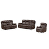 Kesy 3pc Manual Reclining Sofa | Loveseat & Chair Set | Brown Faux Leather