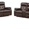 Kesy 3pc Manual Reclining Sofa | Loveseat & Chair Set | Brown Faux Leather