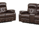 Kesy 3pc Manual Reclining Sofa | Loveseat & Chair Set | Brown Faux Leather