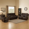 Kesy 3pc Manual Reclining Sofa | Loveseat & Chair Set | Brown Faux Leather