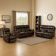 Kesy 3pc Manual Reclining Sofa | Loveseat & Chair Set | Brown Faux Leather
