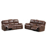 Teli 2pc Manual Reclining Sofa & Loveseat Set | Brown Faux Leather