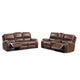 Teli 2pc Manual Reclining Sofa & Loveseat Set | Brown Faux Leather