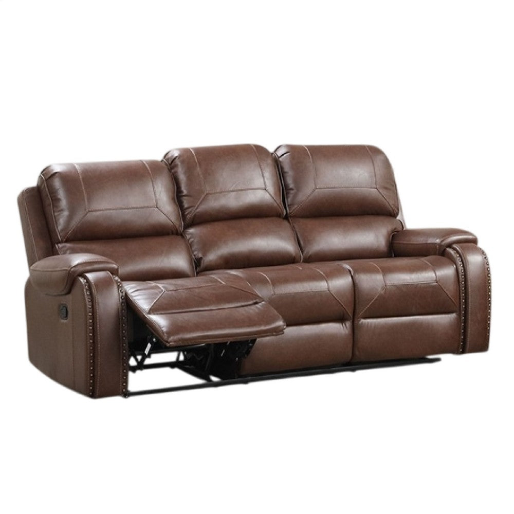 Teli 2pc Manual Reclining Sofa & Loveseat Set | Brown Faux Leather