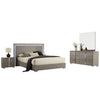 Suni 4pc Complete Queen Bedroom Set w LED Headboard | Light Taupe Gray