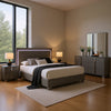 Suni 4pc Complete Queen Bedroom Set w LED Headboard | Light Taupe Gray