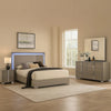 Suni 4pc Complete Queen Bedroom Set w LED Headboard | Light Taupe Gray
