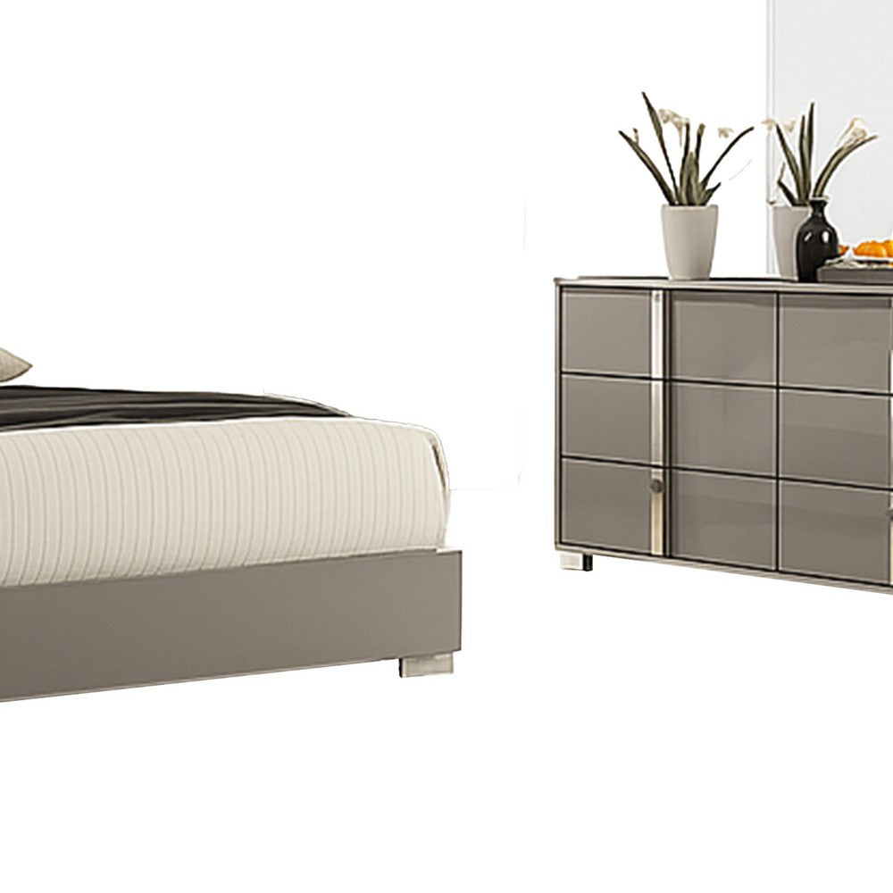 Suni 5pc Queen Bedroom Set | LED Headboard | Light Taupe Gray | 2 Nightstand