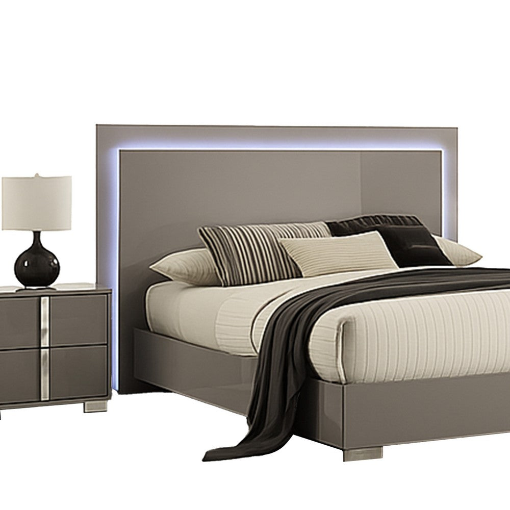 Suni 5pc Queen Bedroom Set | LED Headboard | Light Taupe Gray | Tall Dresser
