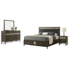Lito 4pc Complete Queen Bedroom Set | Gray Upholstery | Footboard Drawers