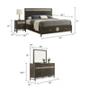 Lito 4pc Complete Queen Bedroom Set | Gray Upholstery | Footboard Drawers