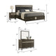 Lito 4pc Complete Queen Bedroom Set | Gray Upholstery | Footboard Drawers