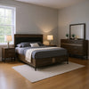 Lito 4pc Complete Queen Bedroom Set | Gray Upholstery | Footboard Drawers