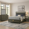 Lito 5pc Queen Bedroom Set | 2 Nightstands | Gray Upholstery | Storage Bed
