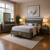 Lito 5pc Queen Bedroom Set | 2 Nightstands | Gray Upholstery | Storage Bed
