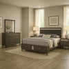 Lito 5pc Queen Bedroom Set | 2 Nightstands | Gray Upholstery | Storage Bed