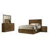 Rouk 4pc Complete Queen Bedroom Set | Walnut Brown Wood | Bronze