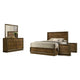 Rouk 5pc Queen Bedroom Set | Walnut Brown Wood | Bronze | 2 Nightstands