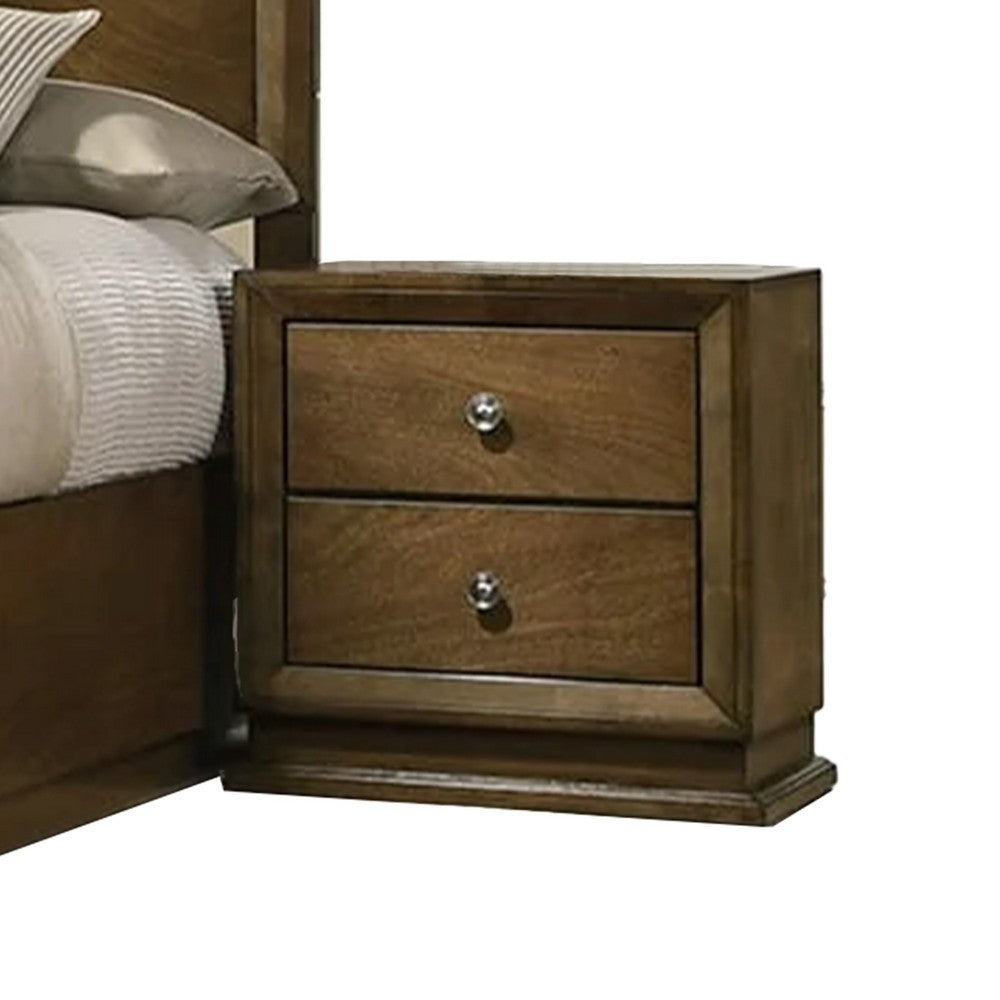 Rouk 5pc Queen Bedroom Set | Walnut Brown Wood | Bronze | Tall Dresser