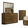 Rouk 5pc Queen Bedroom Set | Walnut Brown Wood | Bronze | Tall Dresser