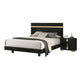 Yoki 4pc Queen Bedroom Set w Underbed LED | Black Wood & Gold Accents