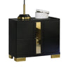 Yoki 4pc Queen Bedroom Set w Underbed LED | Black Wood & Gold Accents