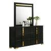 Yoki 4pc Queen Bedroom Set w Underbed LED | Black Wood & Gold Accents