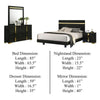 Yoki 4pc Queen Bedroom Set w Underbed LED | Black Wood & Gold Accents