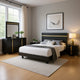Yoki 4pc Queen Bedroom Set w Underbed LED | Black Wood & Gold Accents
