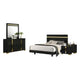 Yoki 5pc Queen Bedroom Set w Underbed LED | Black & Gold | 2 Nightstands