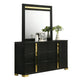 Yoki 5pc Queen Bedroom Set w Underbed LED | Black & Gold | 2 Nightstands