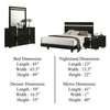 Yoki 5pc Queen Bedroom Set w Underbed LED | Black & Gold | 2 Nightstands