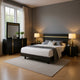 Yoki 5pc Queen Bedroom Set w Underbed LED | Black & Gold | 2 Nightstands