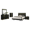 Yoki 5pc Queen Bedroom Set w Underbed LED | Black & Gold | Tall Dresser