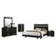 Yoki 5pc Queen Bedroom Set w Underbed LED | Black & Gold | Tall Dresser