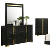 Yoki 5pc Queen Bedroom Set w Underbed LED | Black & Gold | Tall Dresser