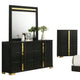 Yoki 5pc Queen Bedroom Set w Underbed LED | Black & Gold | Tall Dresser