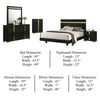 Yoki 5pc Queen Bedroom Set w Underbed LED | Black & Gold | Tall Dresser