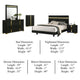 Yoki 5pc Queen Bedroom Set w Underbed LED | Black & Gold | Tall Dresser