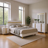 Yoki 4pc Queen Bedroom Set w Underbed LED | White Wood & Gold Accents