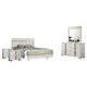 Yoki 5pc Queen Bedroom Set w Underbed LED | White & Gold | 2 Nightstands